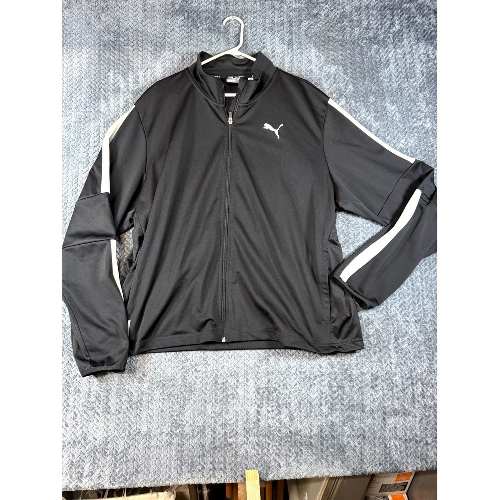 Puma Training Favorite Blaster Track Jacket Mens 2XL Black Logo Mock Neck Zip Up